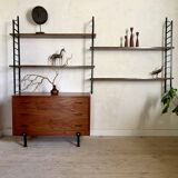 Vintage wall-mounted bookcase shelves in Rio rosewood