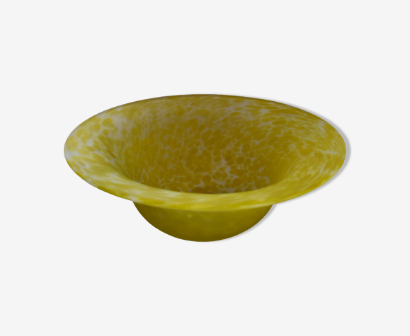 Coupe saladier verre sablé tacheté jaune
