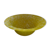 Coupe saladier verre sablé tacheté jaune