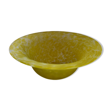 Yellow speckled frosted glass bowl
