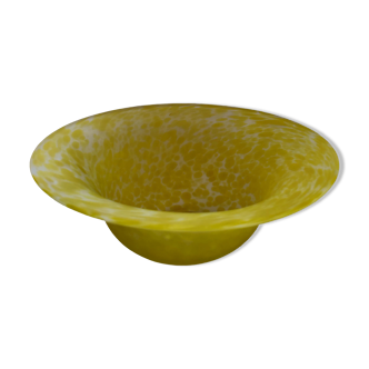 Coupe saladier verre sablé tacheté jaune