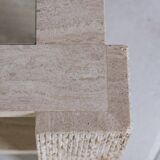 Coffee table in travertine and glass by Claude Berraldacci