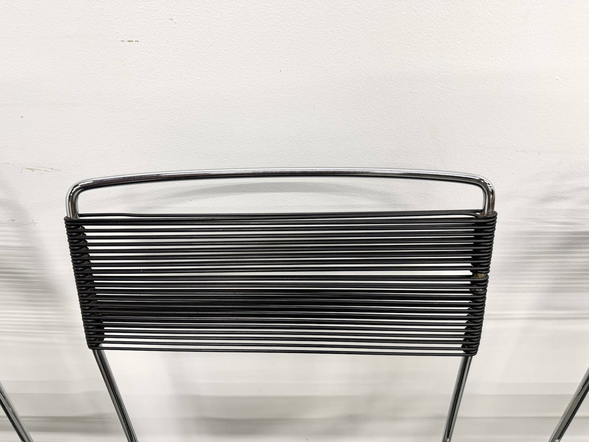 Set of 6 "Spaghetti" Chairs Italian Design 80s – Black & Chrome