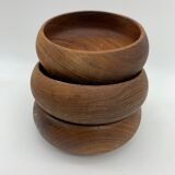 Lot of 3 bowls in Scandinavian teak teak style