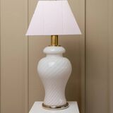 XXL Murano Glass Table Lamp, 1970s Italy, soft pink opaline – hand-blown glass with brass base