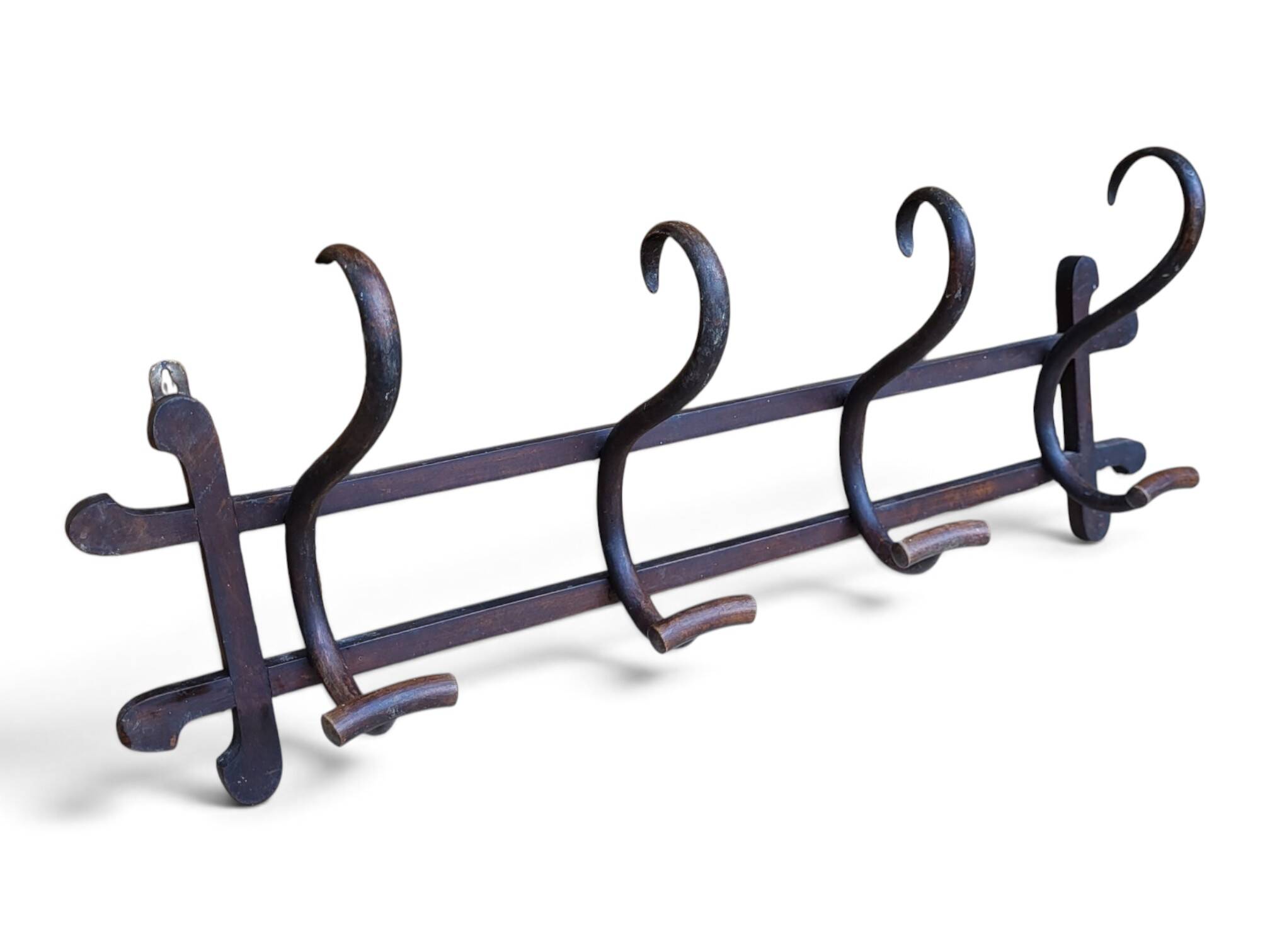 Wall coat rack / 4 hooks in the style of Thonet