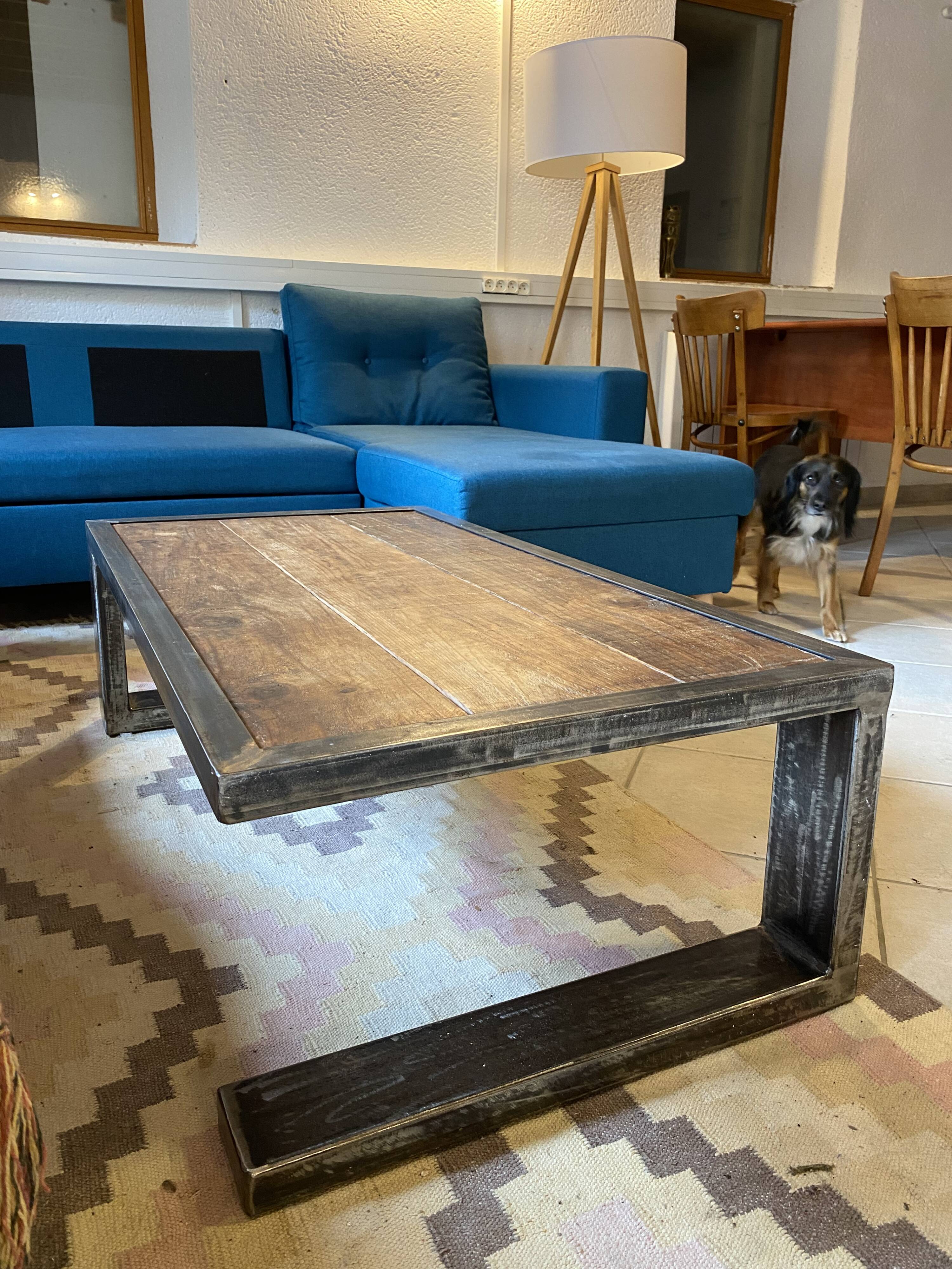 Wood and metal coffee table (artisan carpenter)