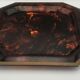 Tray in lucite imitation tortoiseshell and hexagonal brass strap