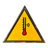Thermometer yellow warning sign vintage european 1980