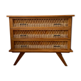 Rattan chest of drawers 3 drawers 1960