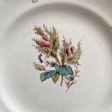 4 polychrome ironstone dessert plates with flowers, KG Lunéville