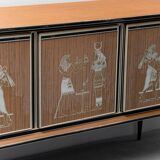 Buffet en bois vintage moderne des années 1950