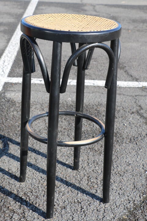 Pair of black canwood bar stools 805mm