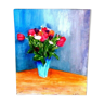 Painting on cardboard entoiled by C. Salmon "flower bouquet"