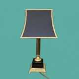 Vintage table lamp in gold brass and black marble