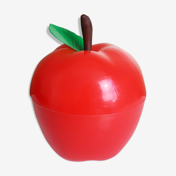 Seau à glaçons pomme en plastique rouge vintage