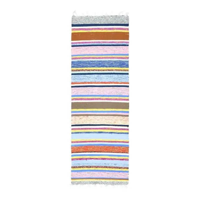Vintage Turkish Oushak Handmade Wool Cotton Pink Runner Rug 89x266