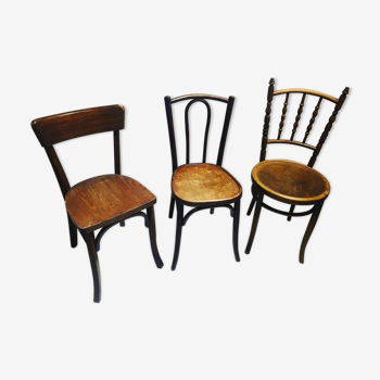 Lot 3 chaises bistrot anciennes collection deco