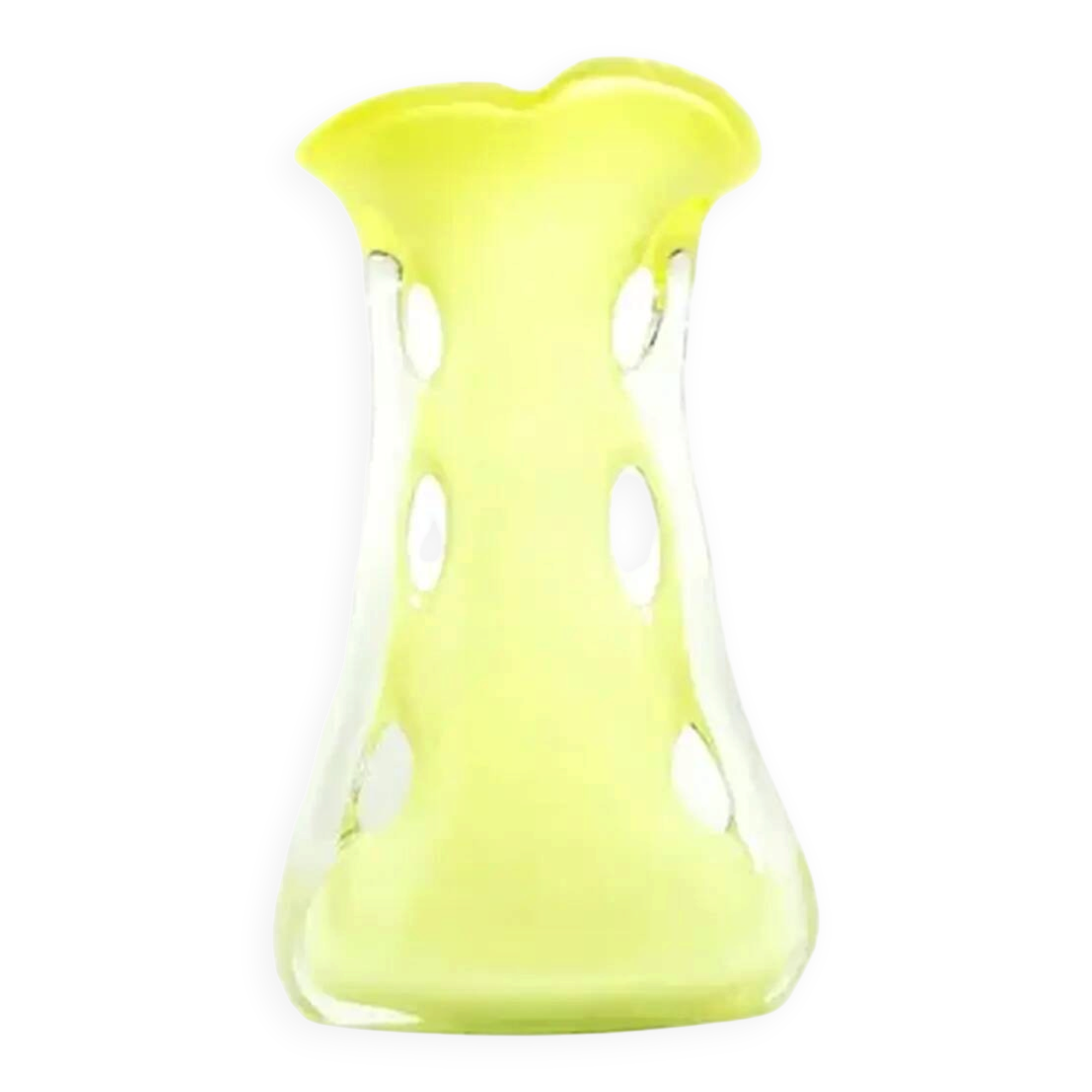 Vase en forme de nageoire de requin, moderne du milieu du siècle, en verre jaune, Pologne, années 1970