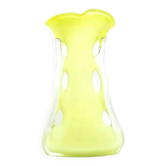 Shark fin vase, mid-century modern, yellow glass, Poland, 1970s