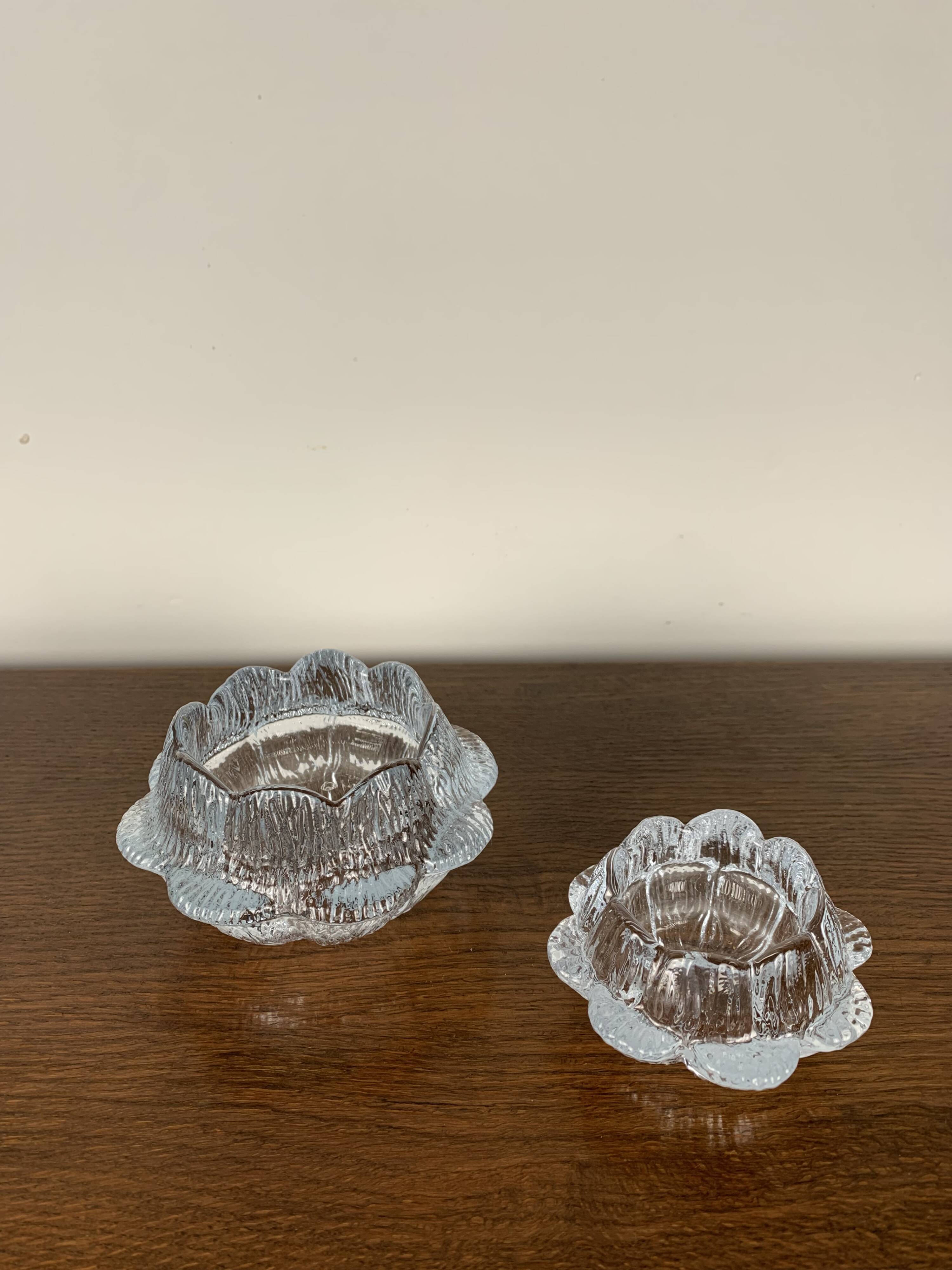 "Lotus" glass candle holder by Holmegaard, Danmark, 1970
