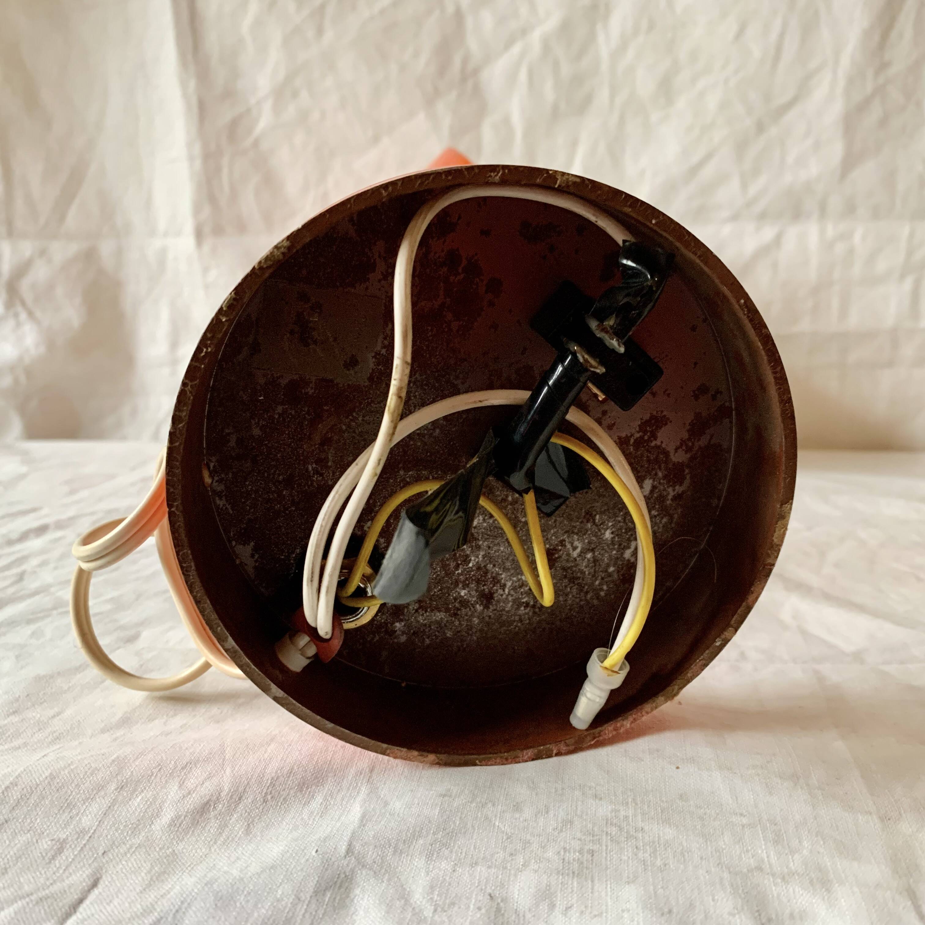 Vintage desk lamp in orange lacquered metal