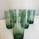 Set 6 glasses green cups blown 1960