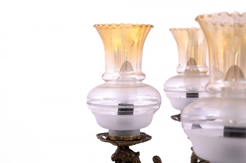 Six-arm brass chandelier from the early 20th century, Poland.