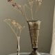 Vase soliflore vintage en métal gris à pied évasé H17 D6