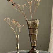 Vase soliflore vintage en métal gris à pied évasé H17 D6