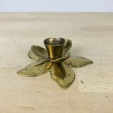 Golden brass flower candle holder