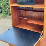 Vintage 1950s smoked glass secretary cabinet