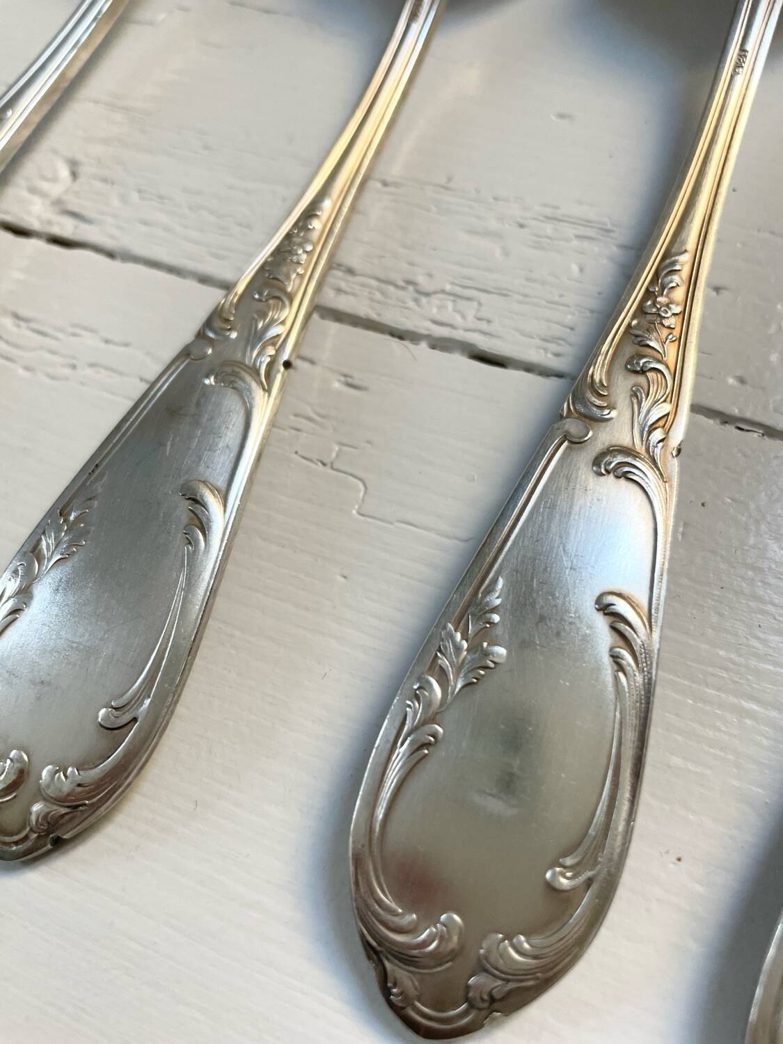 6 silver-plated floral spoons