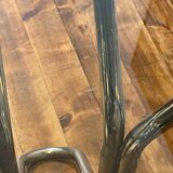 Round table in chrome and smoked glass