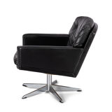 Mid-century black leather swivel chair by Lystager, 1960s