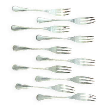 Set of Boulenger silver metal fish forks