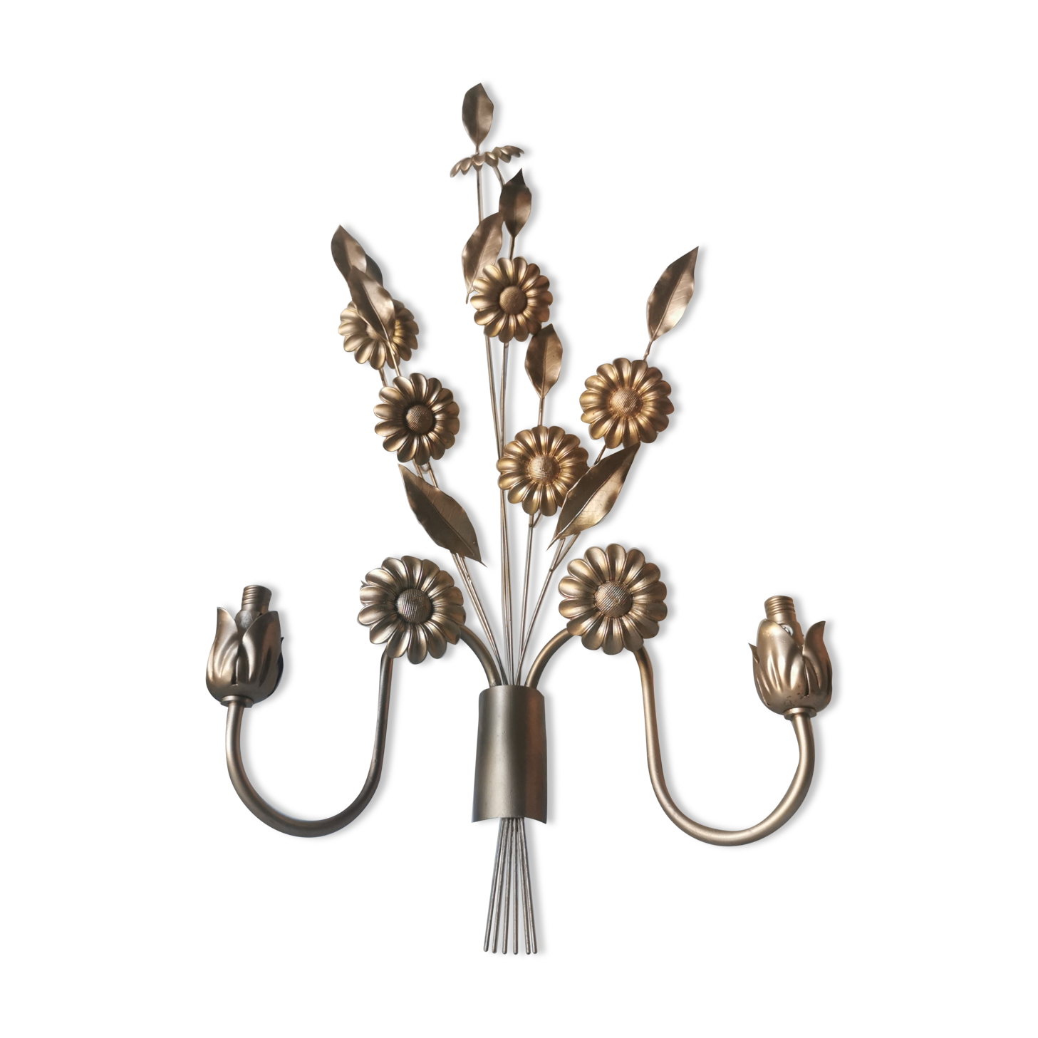 Applique murale fleurs metal doré