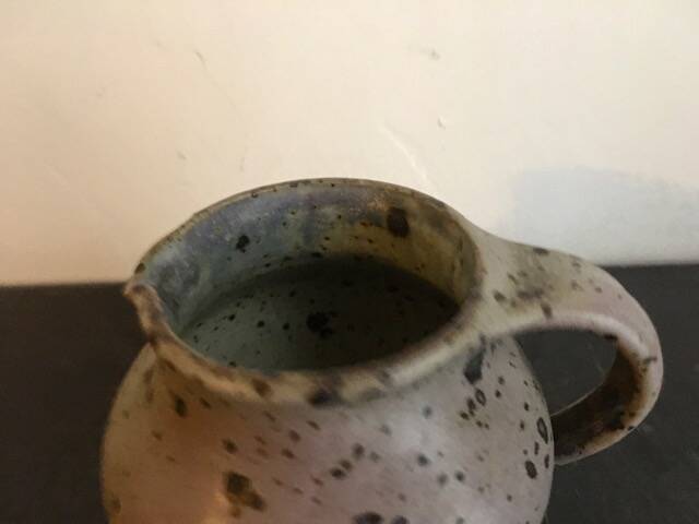 Teapot + 4 bowls in pyrite stoneware from Puisaye, Mr. Isambert Robert Deblander