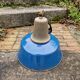 Industrial pendant light in blue enamelled sheet metal and cast iron, Poland, 1950s-60s