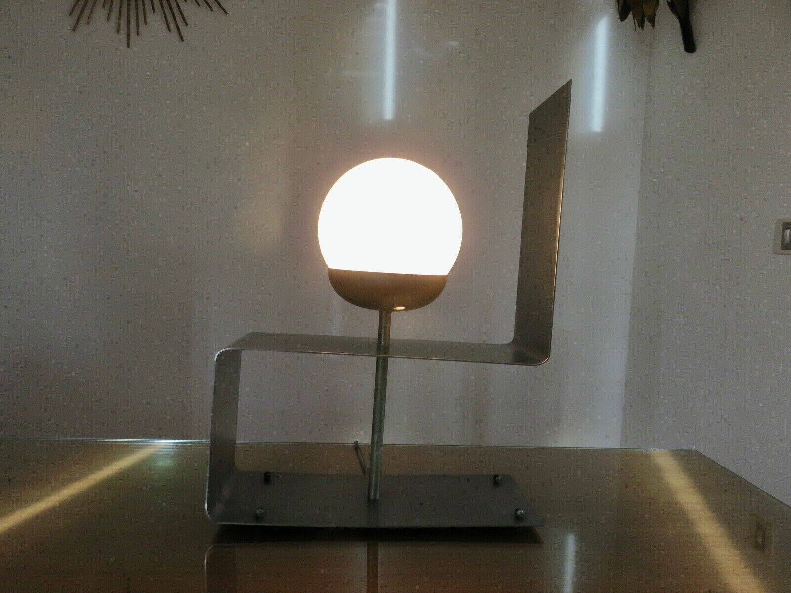 "uginox" lamp in folded, brushed and satin steel 1970