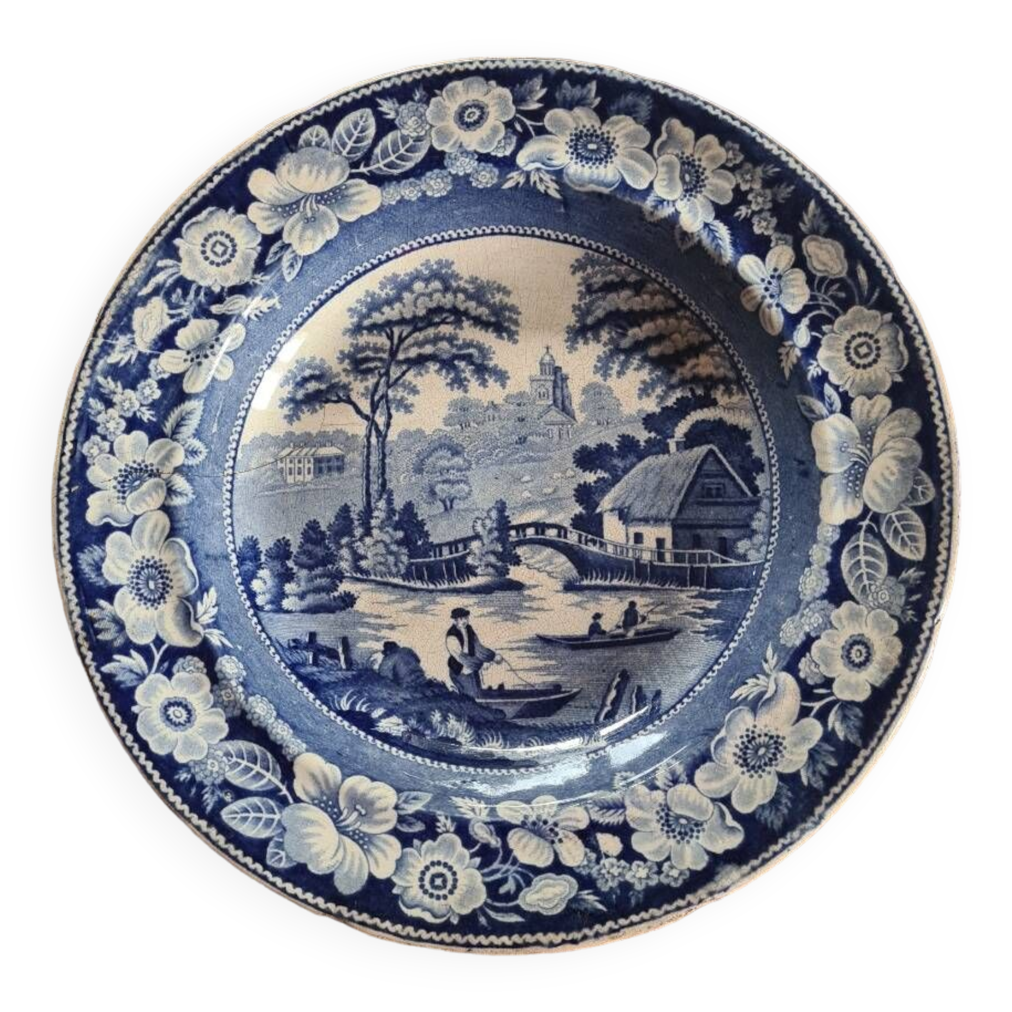 Old blue soup plate