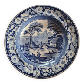 Assiette creuse ancienne bleue