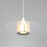 Scandinavian Duett Plexiglas and Metal Pendant Lamp from Landskrona Sweden