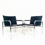 Ensemble de fauteuils klinte par tjord bjorklund pour ikea, chaises vintage design chrome & cuir