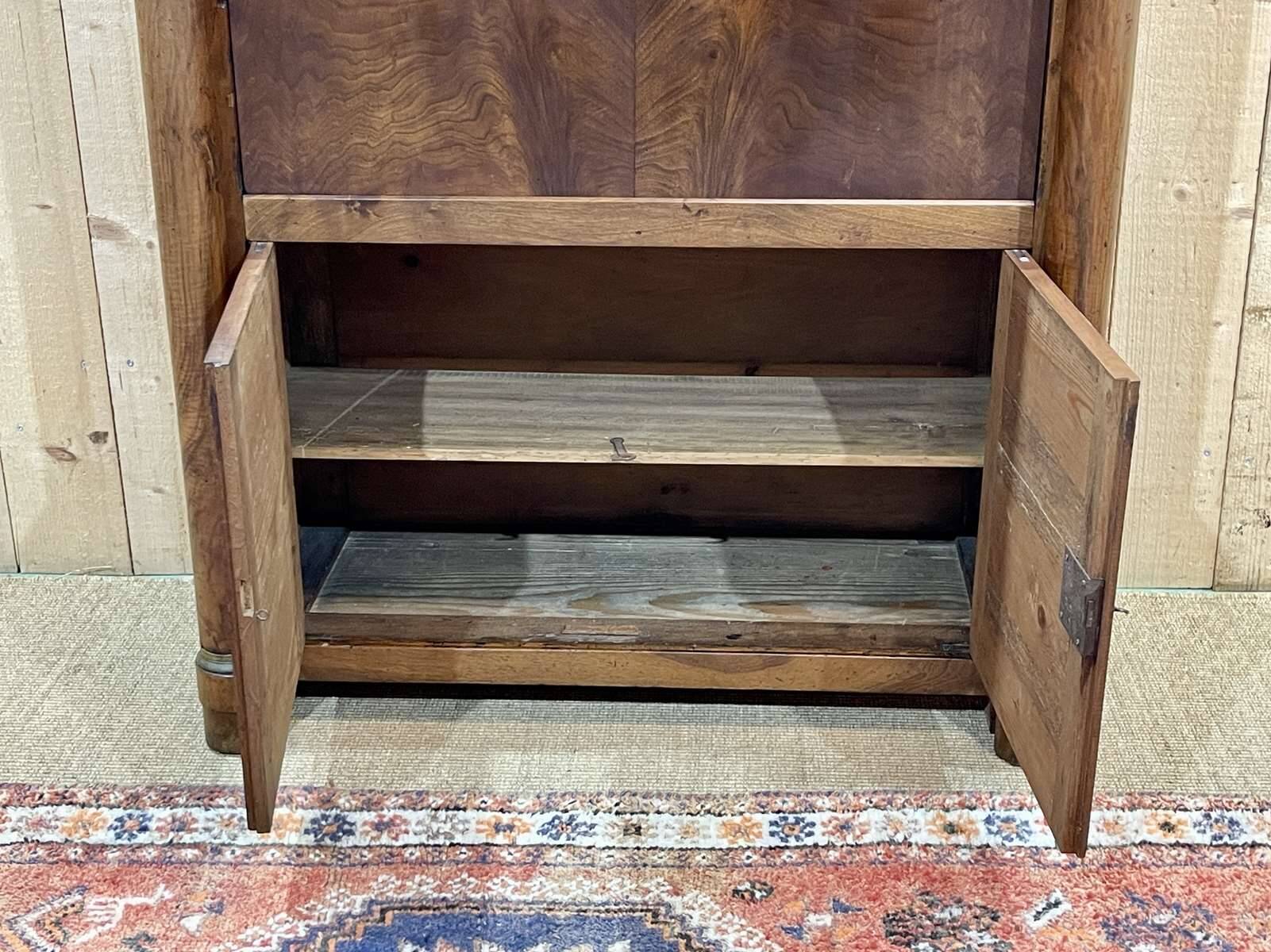 Empire period secretary in walnut, oak and black marble top