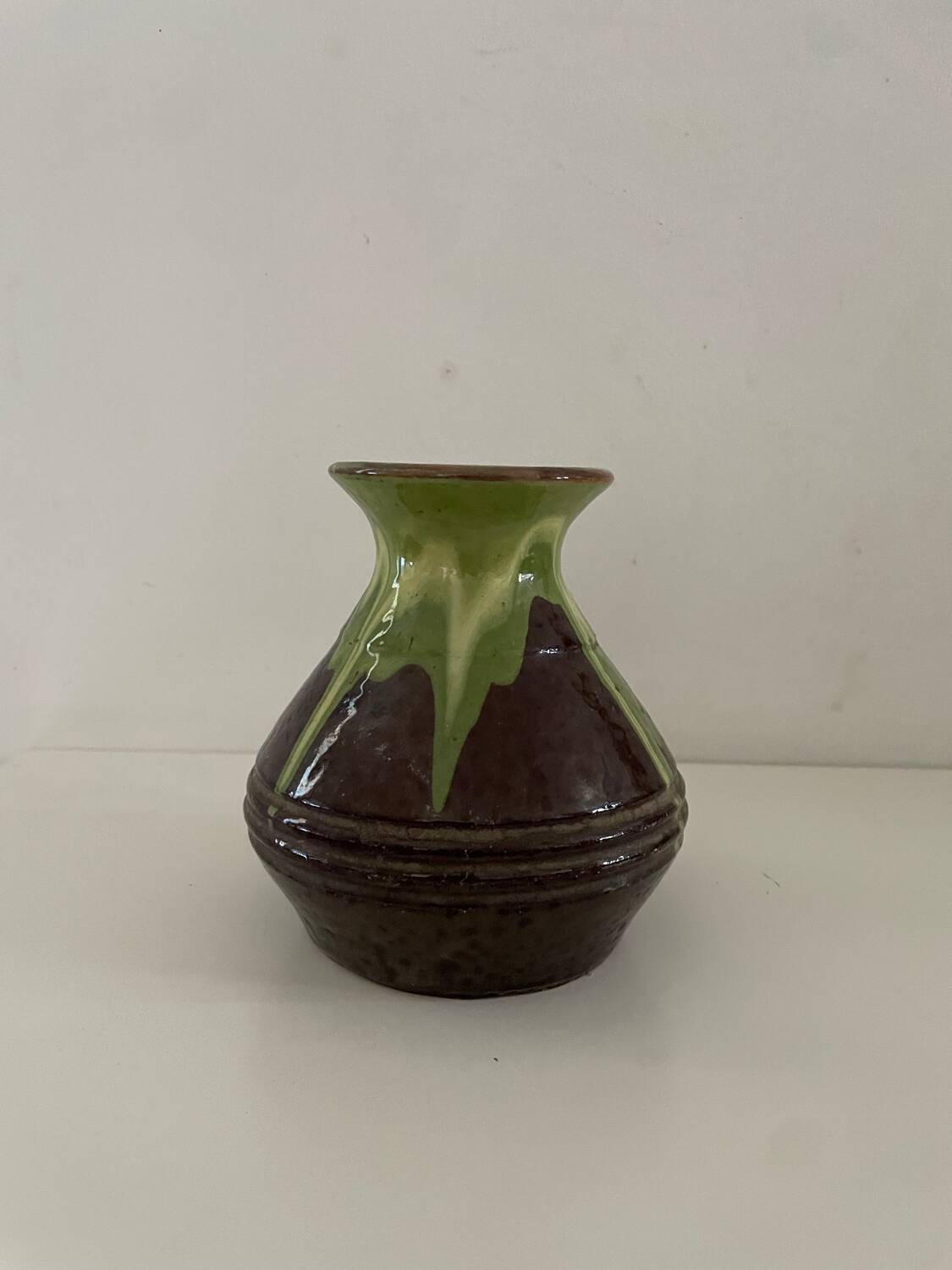 Vase lava vert et marron