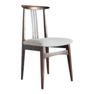 Chaise Bouclé en Lin du Milieu du Siècle, Noyer, Designée par M. Zielinski, Europe, Années 1960