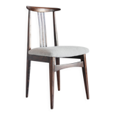 Mid-Century Bouclé Linen Chair, Walnut, Designed by M. Zielinski, Europe, 1960s