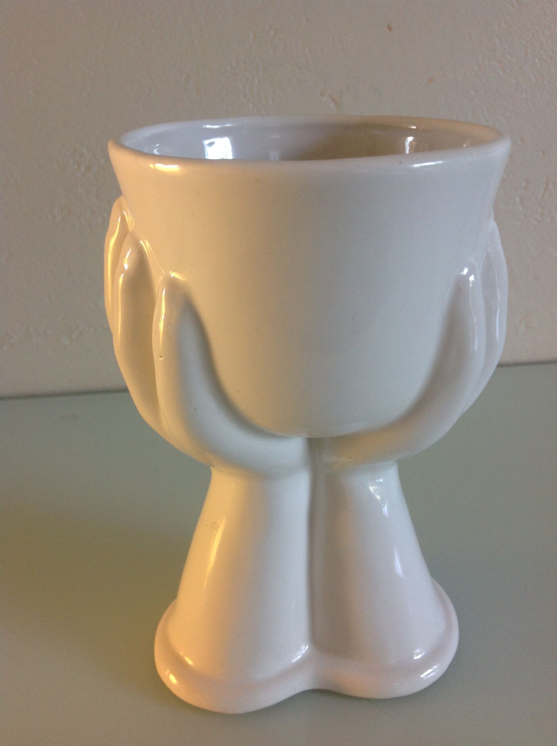 Vase Bowl shape of hands white ceramic vintage