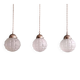 Art Deco trio of frosted glass pendants, 1920s-30s.